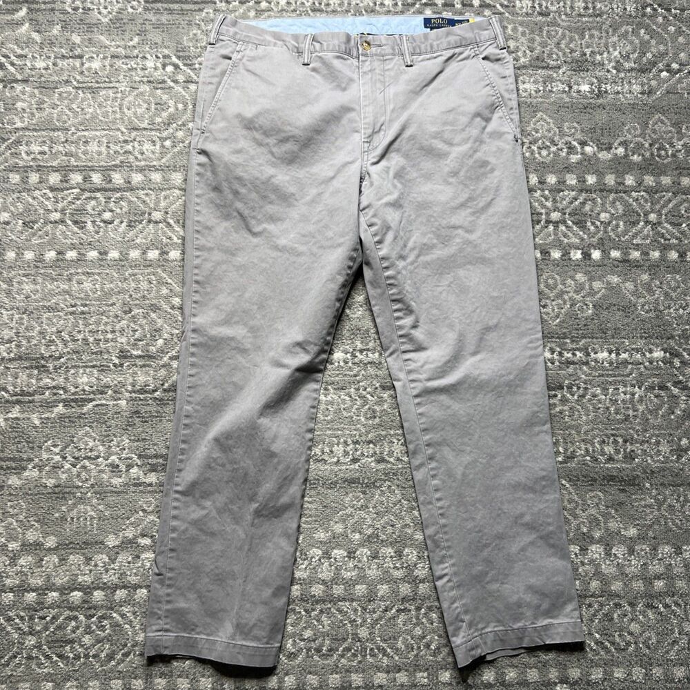 Polo Ralph Lauren The Polo Chino Pants Mens 36x32 (fits 36x29) Gray Stretch Slim